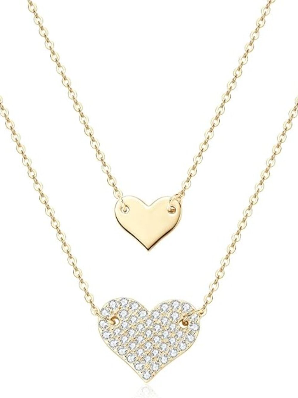 Double Layered MOISSANITE Heart Necklace in 925 Sterling Silver